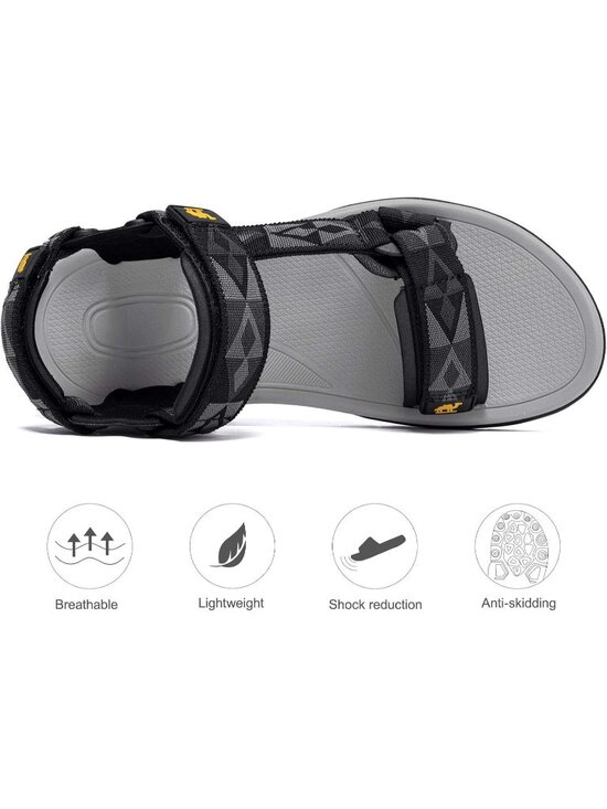 Men\'s Black Arch Support Open Toe Beach Comfortable Hiking Sandals Shoes main image 4